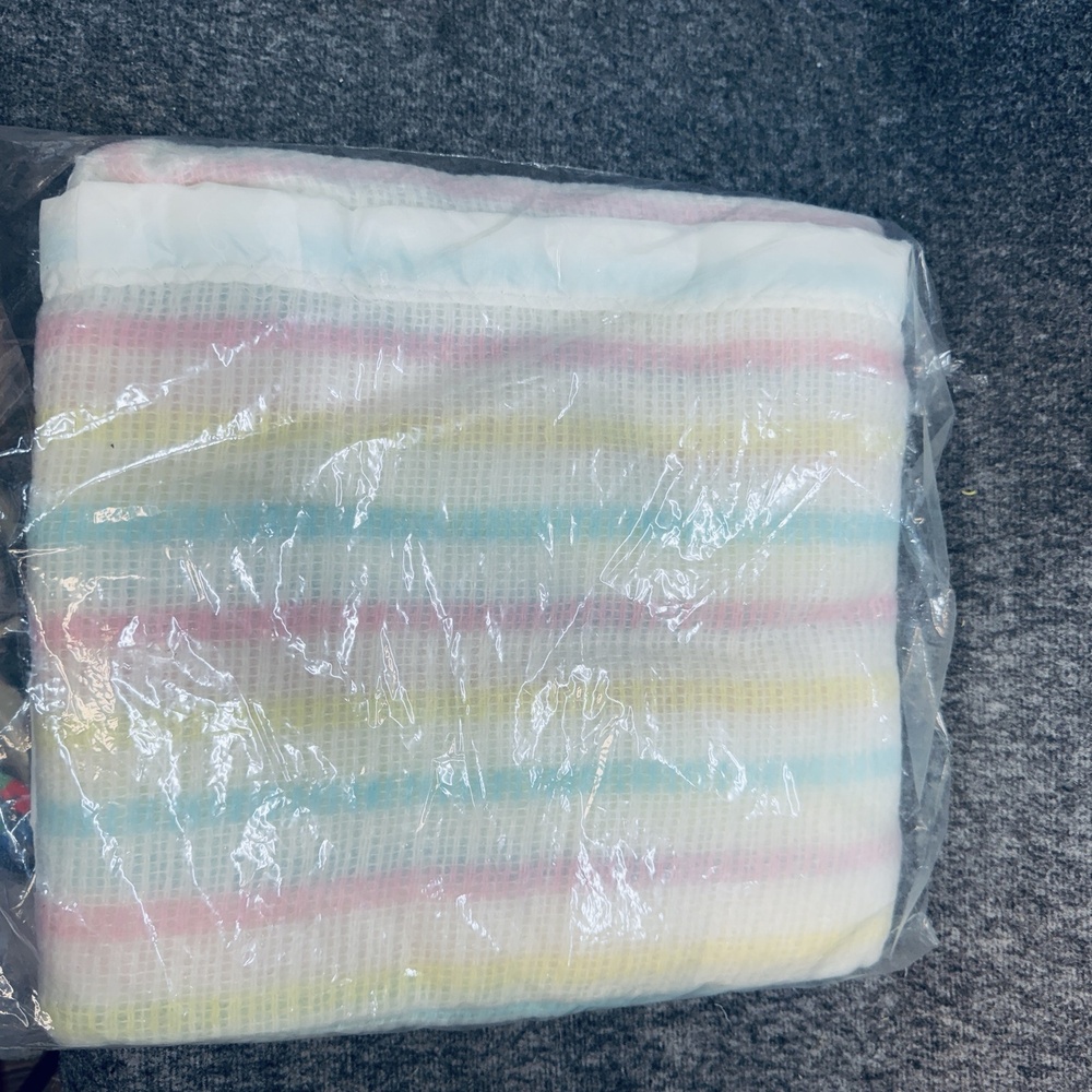 Vintage Wisper‎ Baby Blanket Beacon 36x50 Acrylic New USA Duck Bunny Striped - Picture 5 of 6